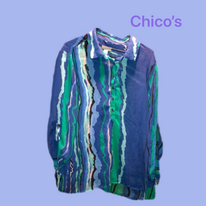 Great Chico’s (Sz2) Blue Blouse with modern design
